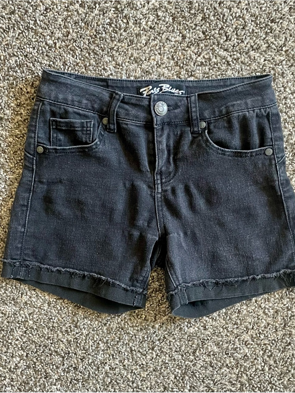 Paris Blues Black Denim Jean Shorts with Raw Hem Size 1